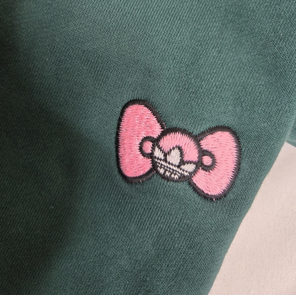 ADIDAS x Hello Kitty forest green embroidered jogger sweatpants unisex S - Picture 8 of 17